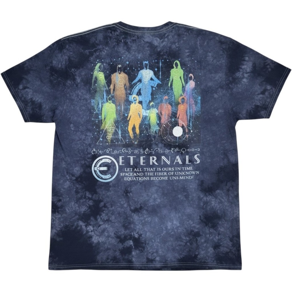 Marvel's The Eternals character silhouettes Graphic Tie-Dye T-shirt Sz XL